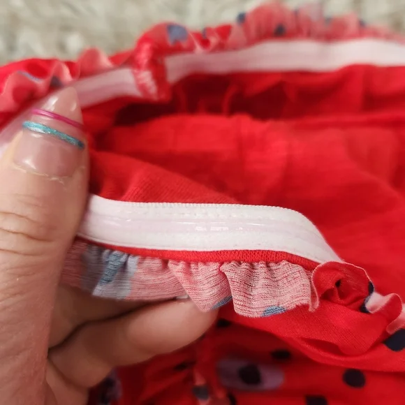 Free People Scottie Printed Tube Top Hot Red Combo Floral & Polka Dot Medium - Picture 5 of 10